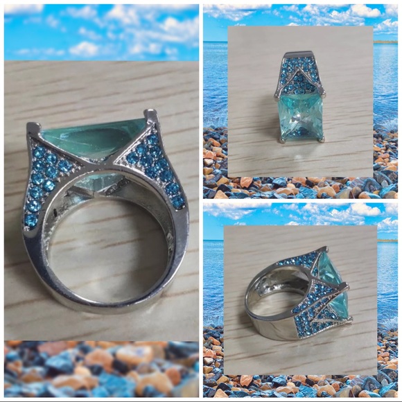 Aquamarine Art Deco Silver Ring - Picture 2 of 6